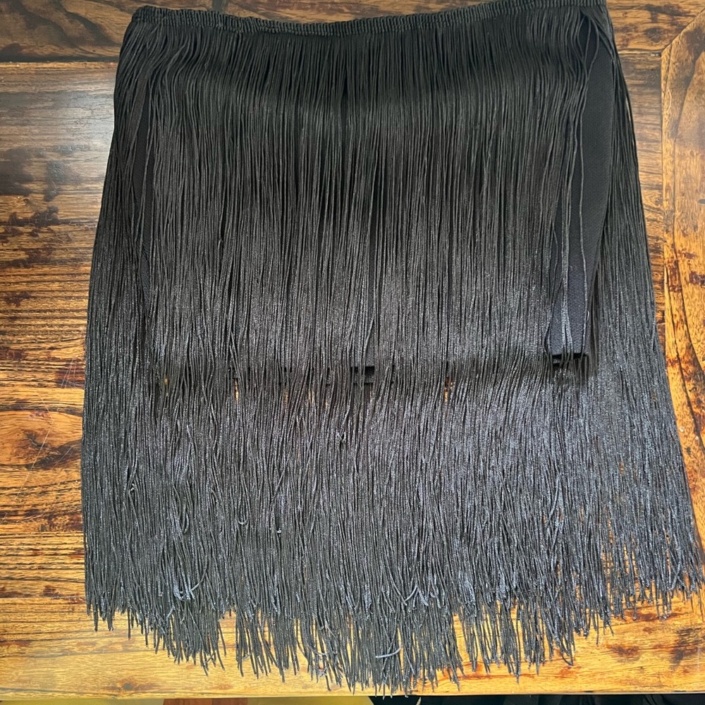 Zara black fringe tube top